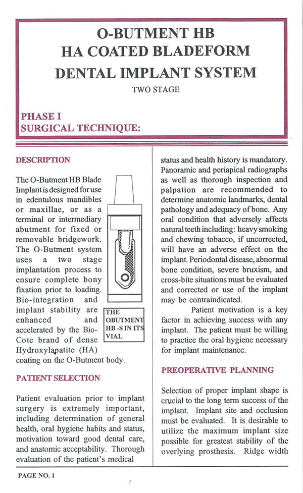 O-Butment surgical technique manual